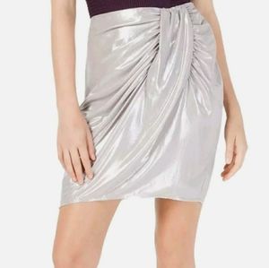 Silver Satin Metallic Mini Skirt
